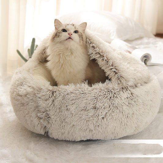 Purrfect Haven Plush Cat Bed